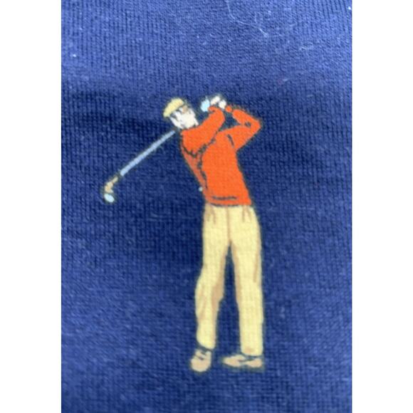 Vintage Polo Ralph Lauren Mens Golfer Print Polo Shirt Navy Blue Solid Sz XL HTF - Picture 3 of 4